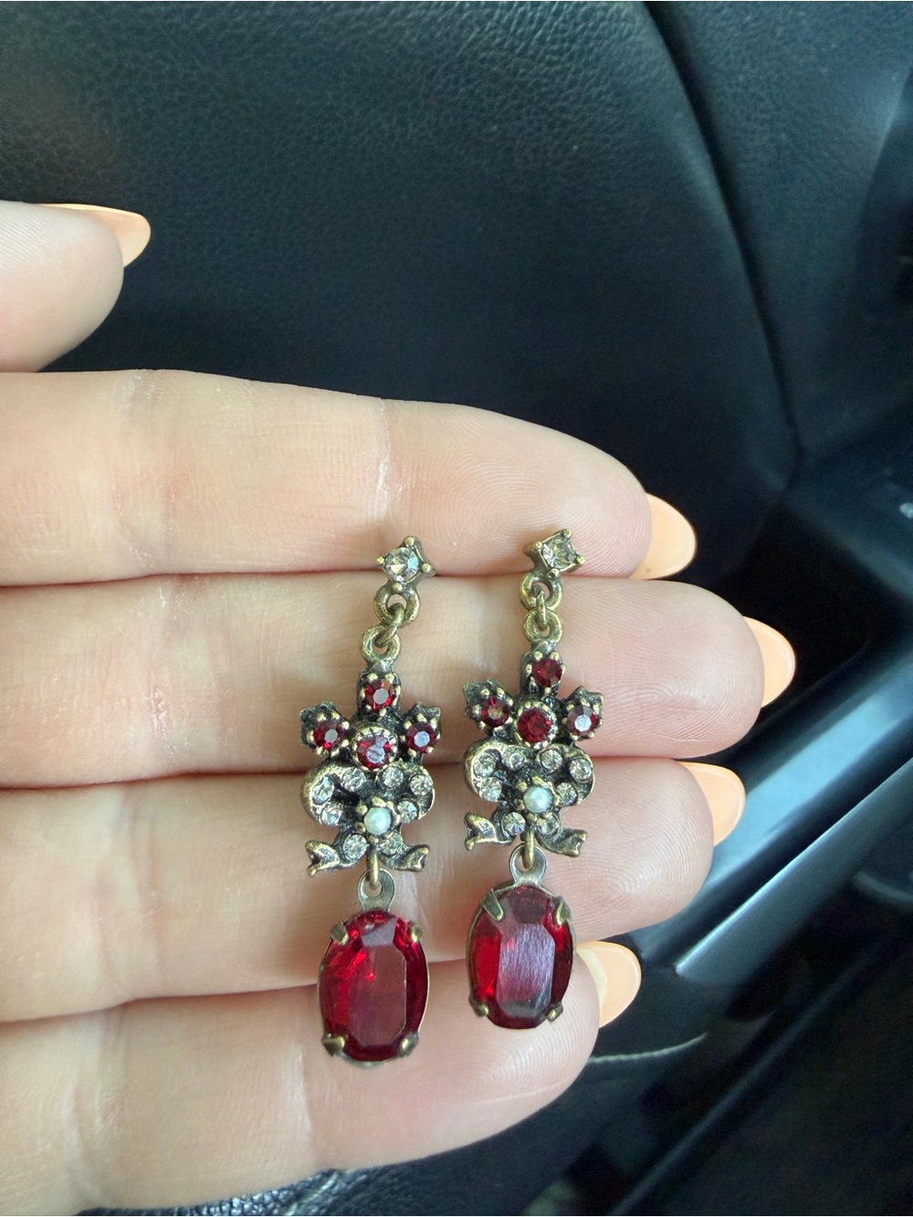 Sweet Romance Red and Clear Crystal Drop Earrings